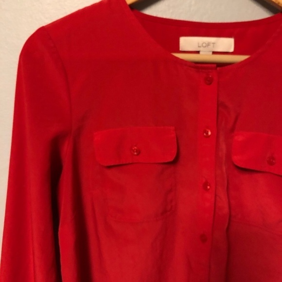 Loft red blouse size small. Cute for Valentine’s Day. - Picture 2 of 7